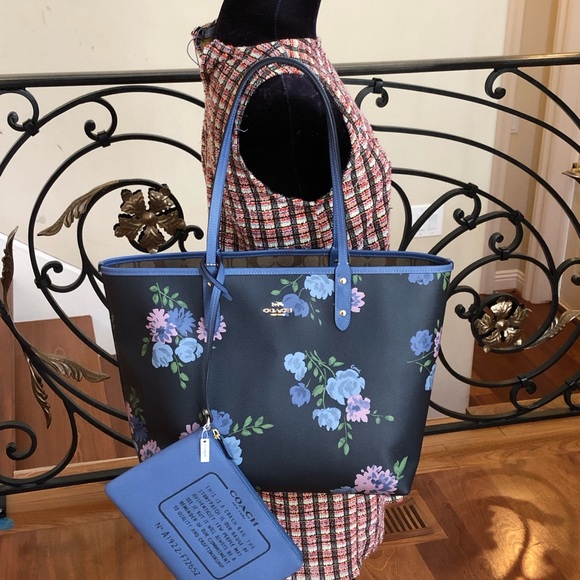 3pcs Coach floral reversible Tote&wristlet&wallet - Picture 6 of 8